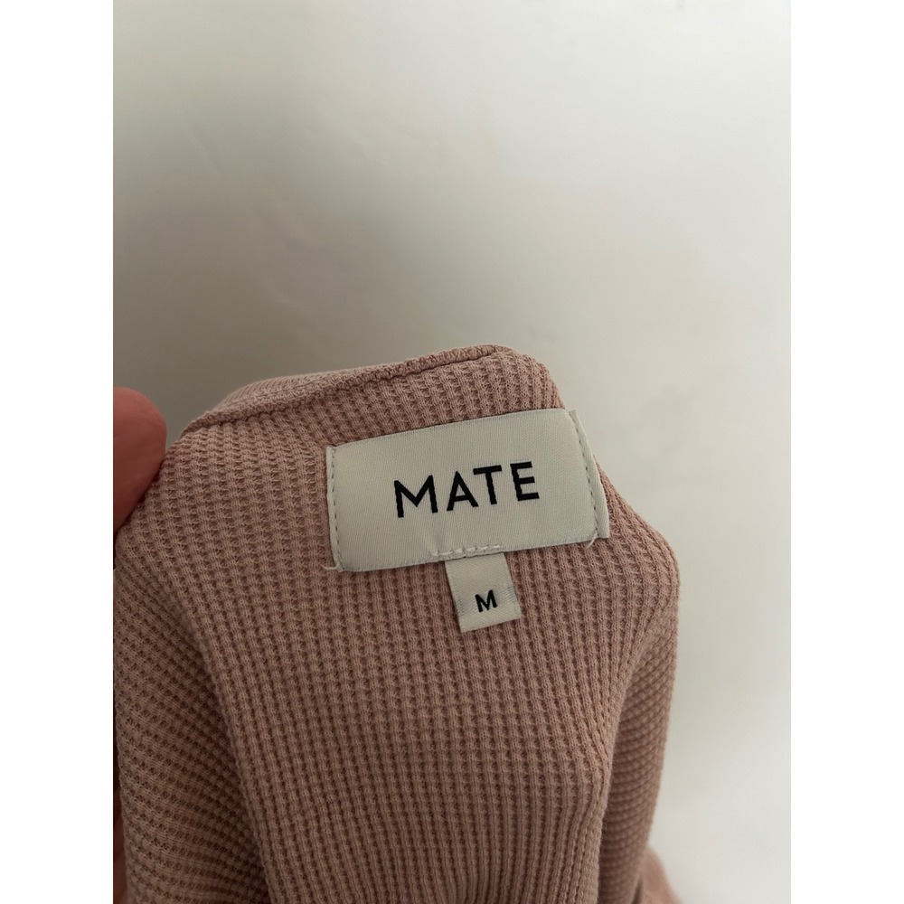 MATE the Label Organic Cotton Waffle Thermal Henley Top Mauve Medium - Picture 4 of 5